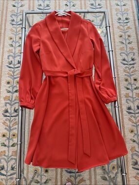 Ekol burnt orange Long-Sleeve Wrap Dress with Tie Waist